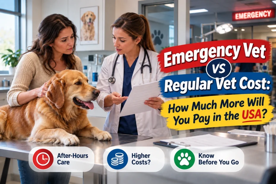 Emergency Vet vs Regular Vet Cost comparison for dog owners in the USA