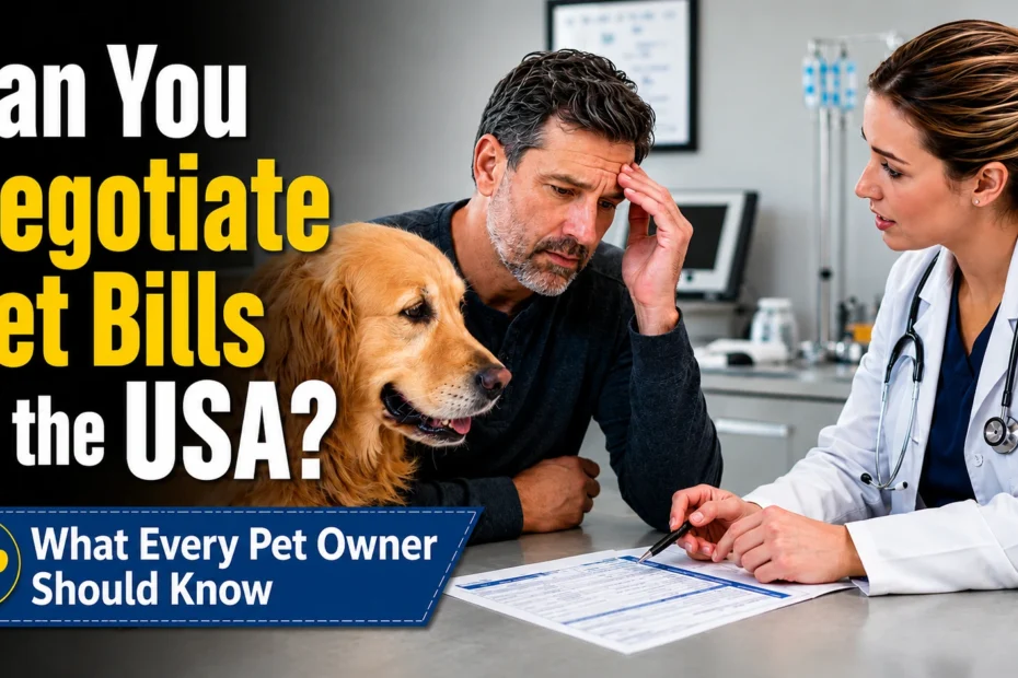 Can You Negotiate Vet Bills in the USA? Dog owner discussing a veterinary bill with a veterinarian before treatment.