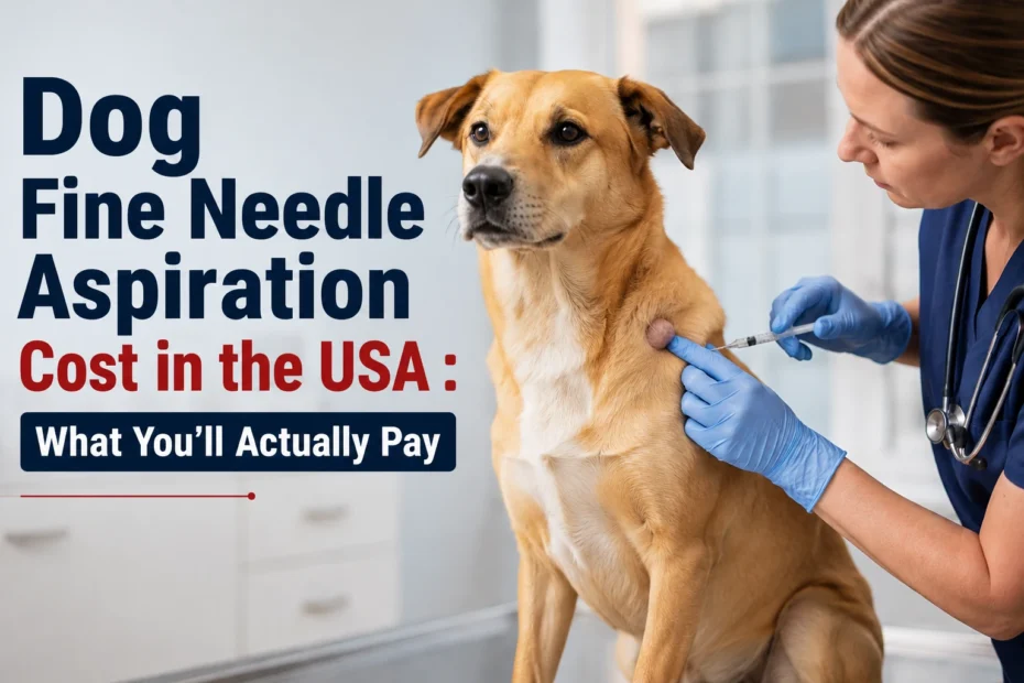 Dog Fine Needle Aspiration Cost in the USA showing a dog undergoing FNA at a veterinary clinic