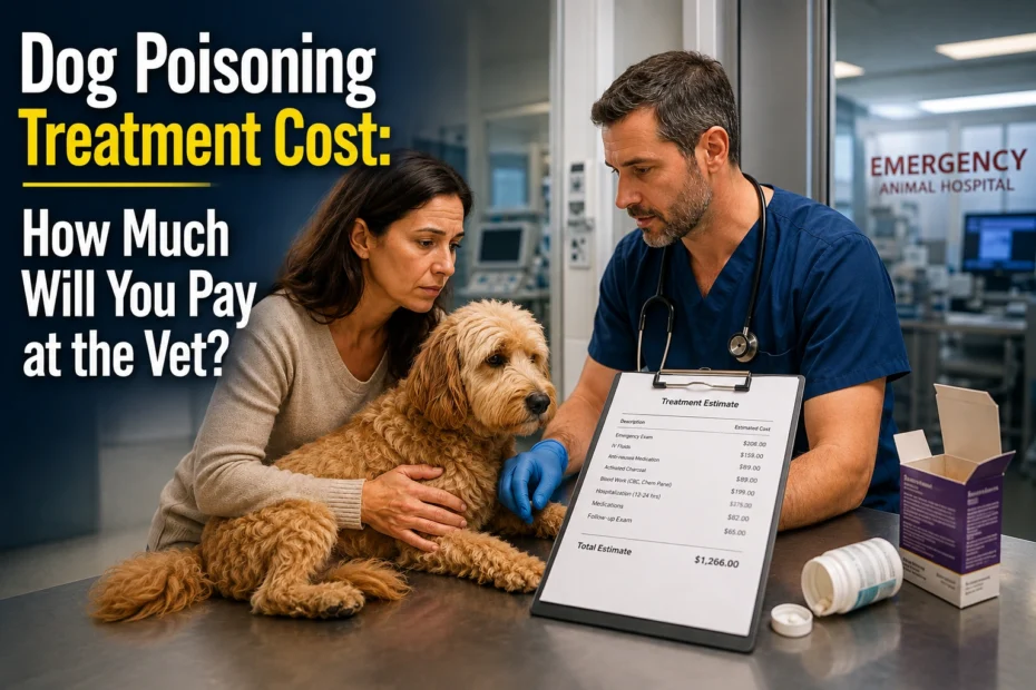 Dog Poisoning Treatment Cost discussed with a veterinarian at an emergency animal hospital