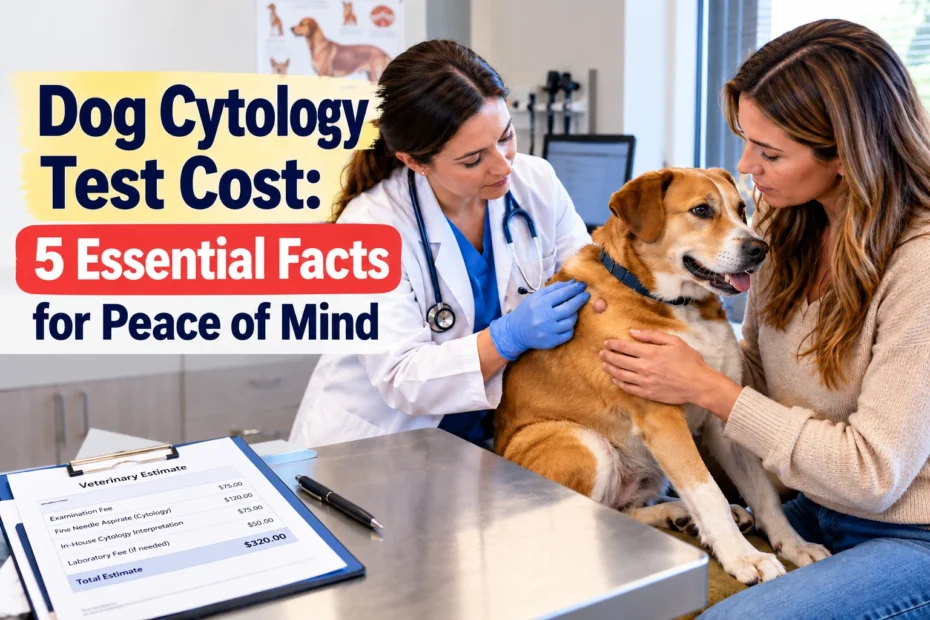 Dog Cytology Test Cost estimate discussed by a veterinarian with a dog owner
